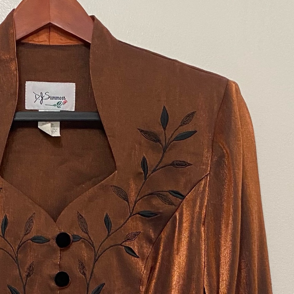 Vintage Iridescent Embroidered Blazer Jacket Women’s D.J. Size 6 NWT Whimsigoth - Picture 7 of 10